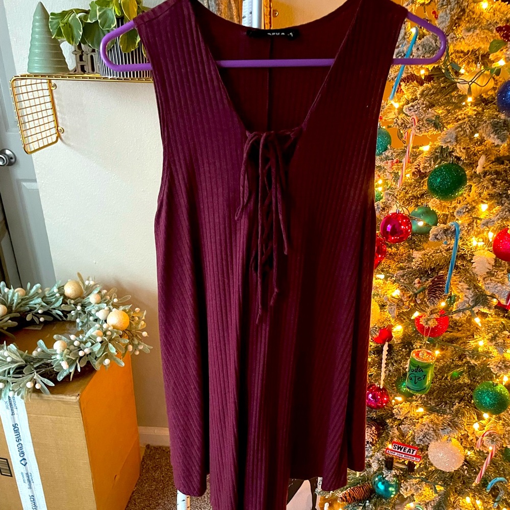 Maroon boutique ribbed dress